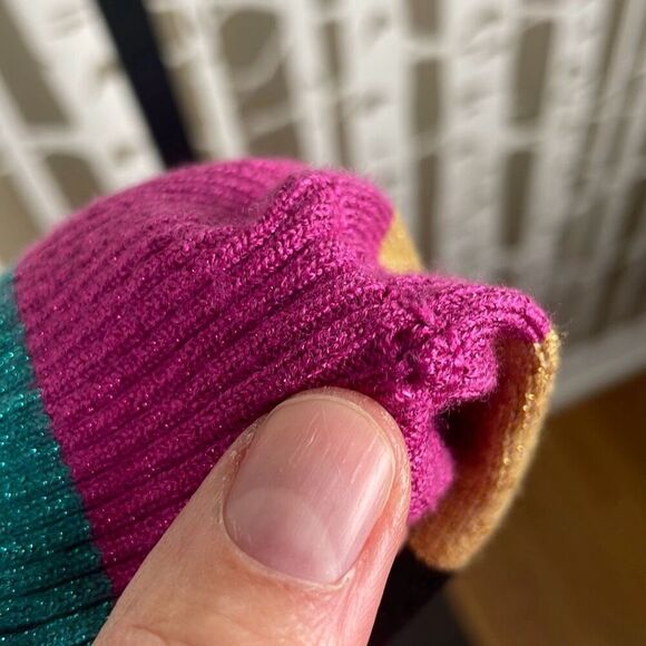 Nine West Metallic Striped Balloon Sleeve Sweater XS - Picture 6 of 8